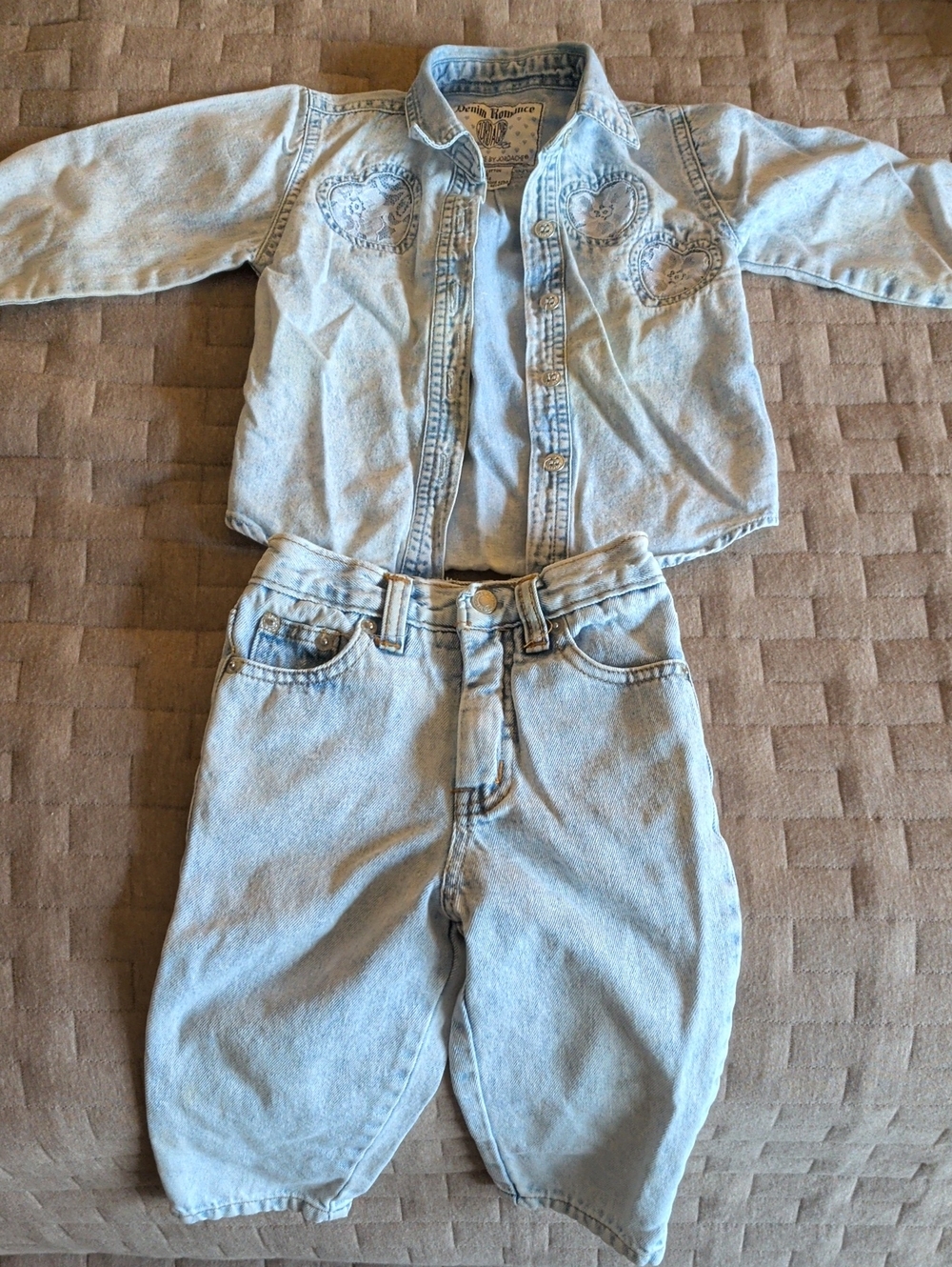 2T Girls Light Wash Denim Set